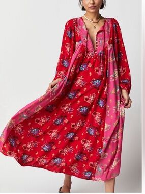 SPELL & THE GYPSY Solstice Boho Midi Dress ~ Salsa Rose XXL